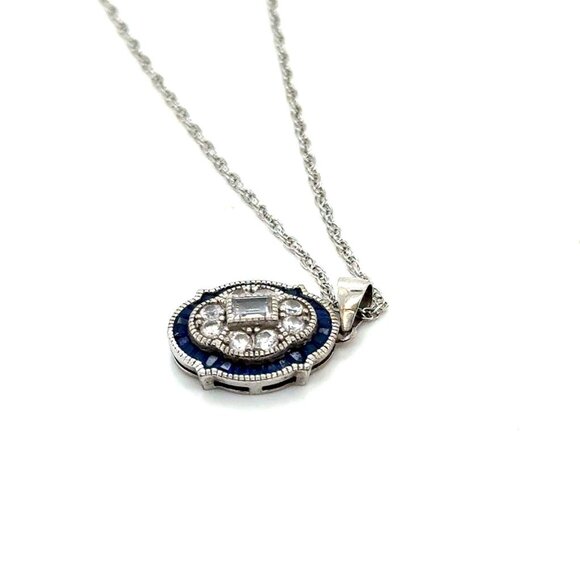 Stauer 925 Blue/White Cz Necklace - Picture 2 of 7